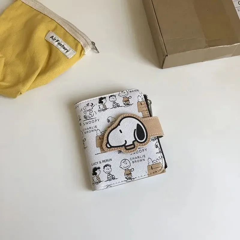 Snoopy Purse Anime Cartoon Short Coin Wallet High Value Cute Zipper Student ID Holders Multi Slot Bag Women Men Birthday Gifts
