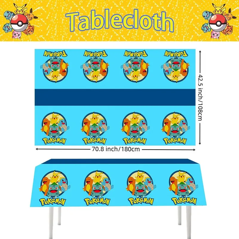 1/10Pcs Pokemon Tablecloth Birthday Decoration Disposable Tablecloth Pikachu Tablecover Kids Birthday Gifts Baby Shower Supplies — image 3