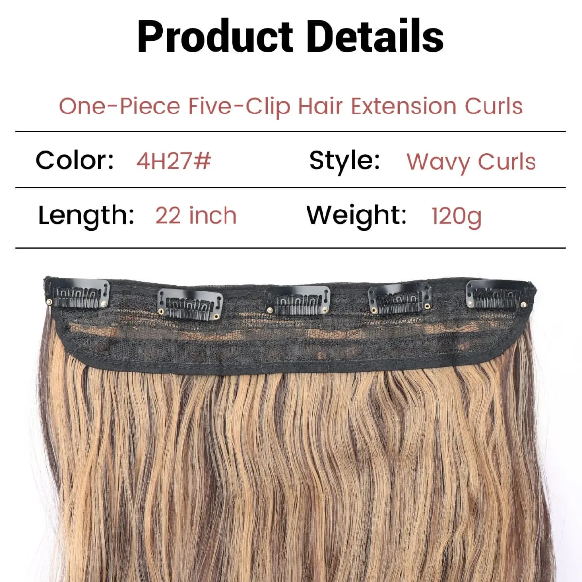 Syntetisk clip in hair extensions 5 clips i ét stykke højtemperatur fiber bølgede hårstykker til kvinder daglig festferie — image 3