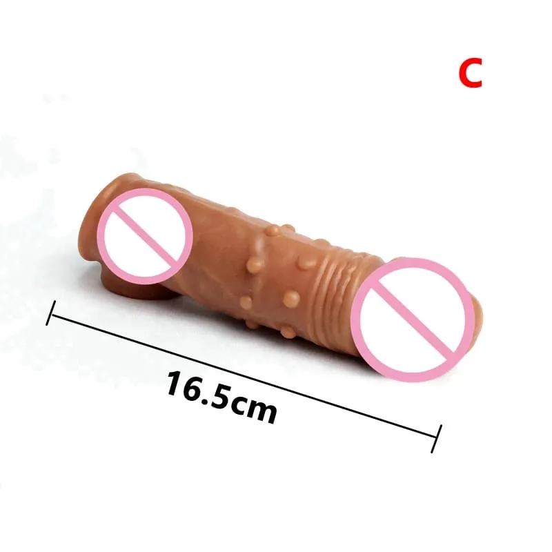 Realistisk Penis Extension Cock Sleeve Genanvendelig Silikone Penis Forstørrelse Forsinkelse Kondomer Til Mænd Dildo Enhancer Sexlegetøj Erotisk butik — image 20