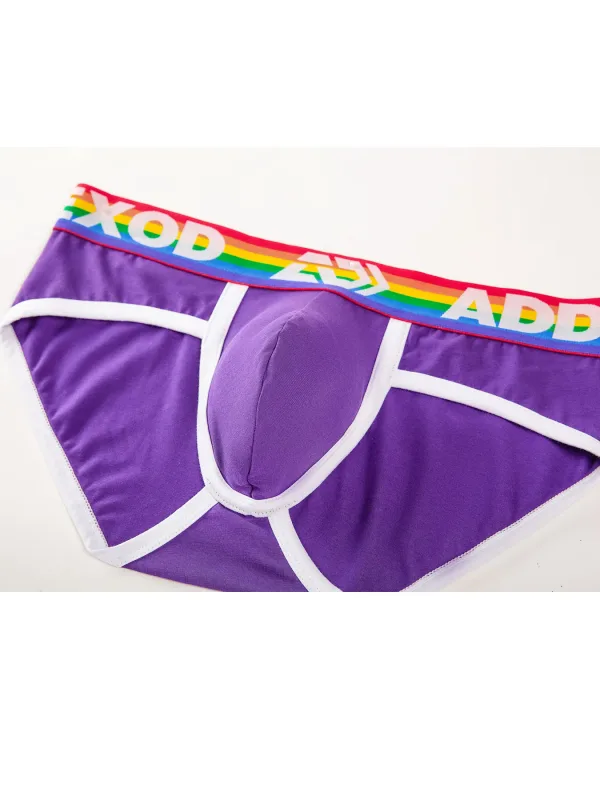 Sexy Men Underwear Rainbow Belt Multi Colored Youth Low Waist U Convex Pouch Brief Teenager Cotton Breathable Comfortable Bikini — image 43