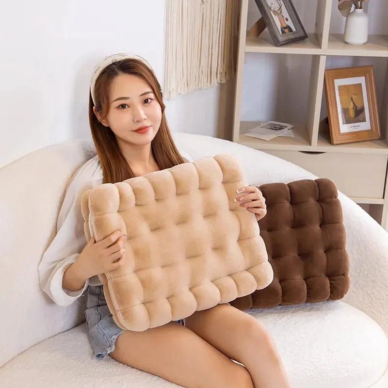 New Simulation Little Biscuits Doll Cushion Stuffed Round Cookie Plush Toys Creative Soft Pillow Chair Car Seat for Kid Gifts — image 6