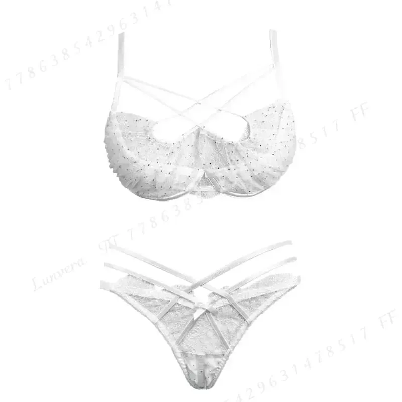 Conjunto de lingerie de renda bordada de verão, conjunto de lingerie de malha transparente, sutiã push up confortável, roupa íntima diária para mulheres, tamanhos 32 a 38 — image 3