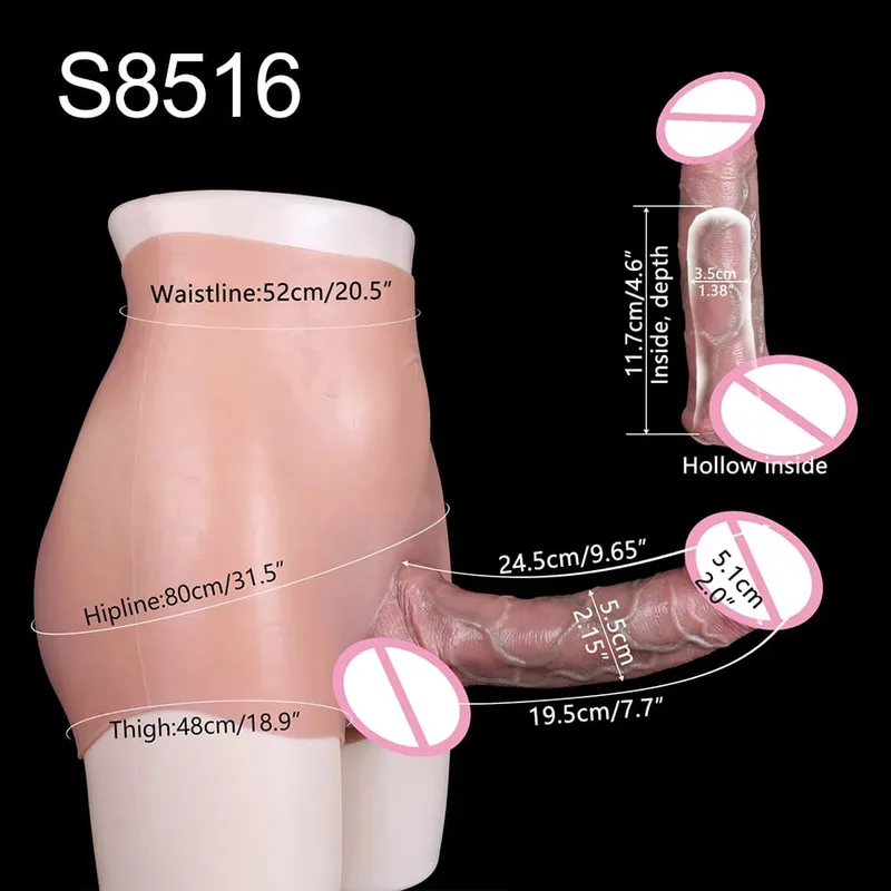 Strap-On Penis Sleeve Realistic Hollow Dildo Pants Silicone Male Dick Extender Lifelike Sex Toys For Men Adult Sexshop — image 9