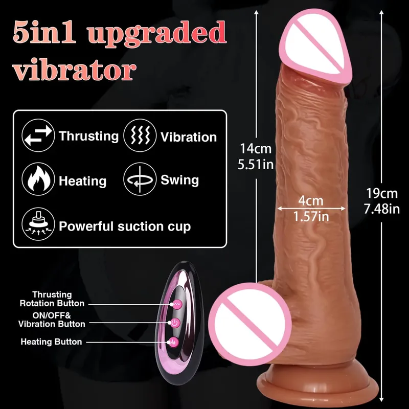 Realistic Dildo Vibrator Silicone Telescopic Penis Thrusting Remote Control Cock Big Dick Masturbation for Women Adult Sex Toys