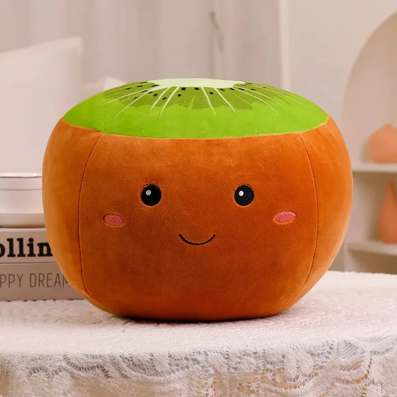 Zu travesseiro de pelúcia super macio, frutas fofas, kiwi, maçã, laranja e legumes, ervilha, pimentão, brinquedos de pelúcia, sofá, decoração de casa, almofada para meninas — image 9