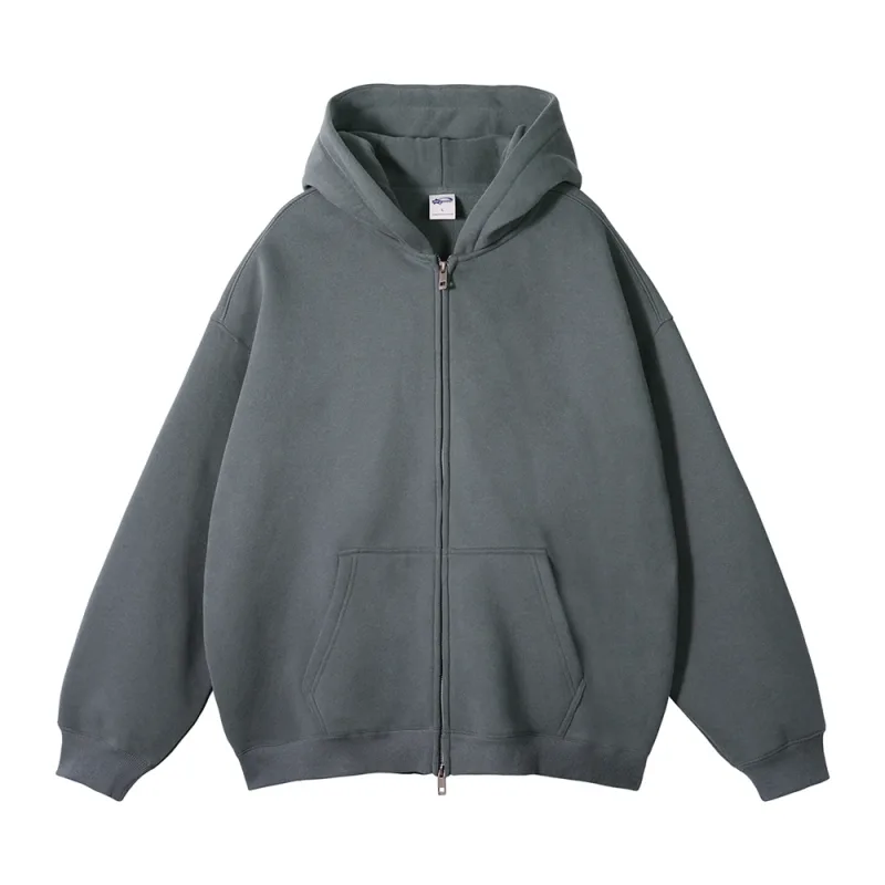 New Men Double Headed Zipper Fleece Hoodies Unisex Loose Basic Solid Warm Hooded Sweatshirts Coats For Winter HY0633 — image 51