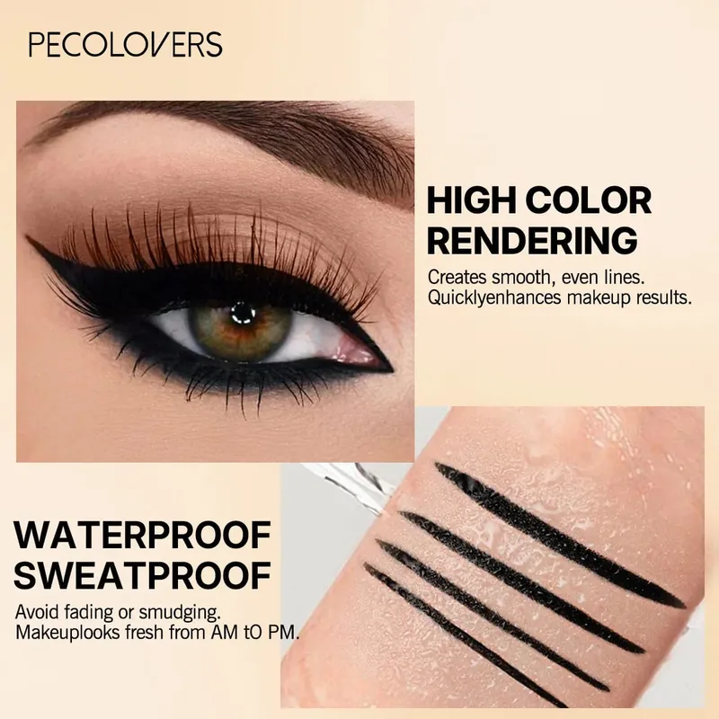 3pcs/SET Black Series Makeup Set Matte Waterproof Lipstick Black Waterproof Eyeliner Eyeshadow Pen Perfect for Halloween — image 6