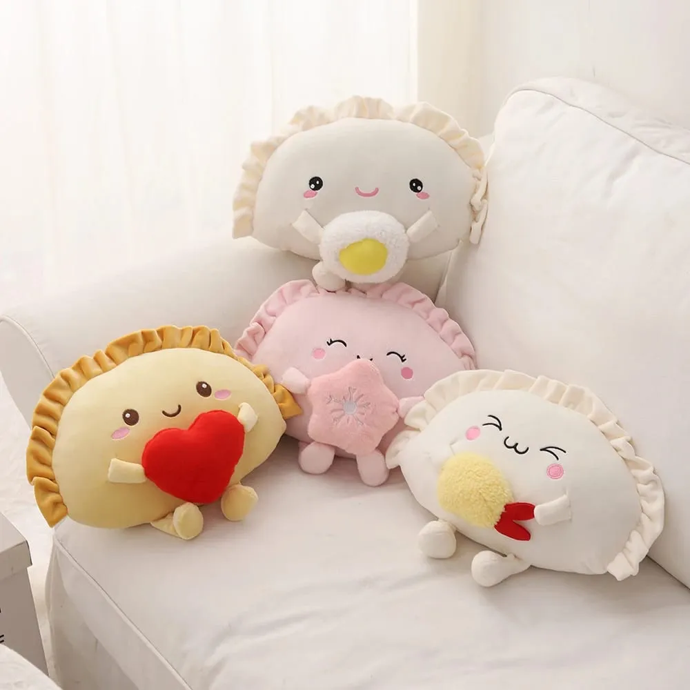 Nuevo 35cm Dumpling Plushies almohada cojín comida Kawaii bola de masa frita juguete suave corazón flor de cerezo abrazo almohada lindo regalo