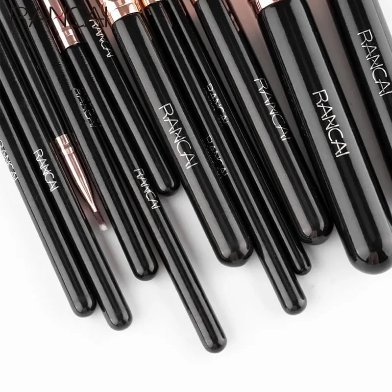 New 12pcs Black Cylinder Makeup Brush Set Black Gold Eyeshadow Brushes Multifunctional Makeup Tools — image 4