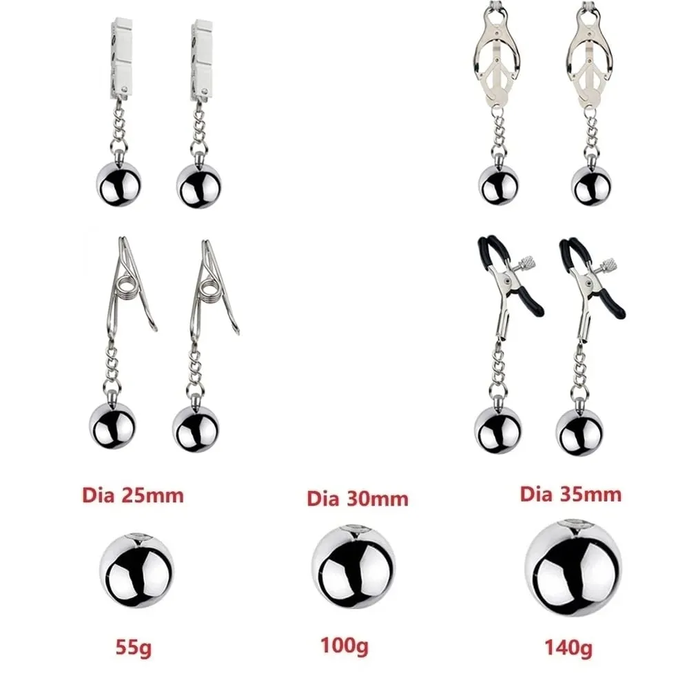 Heavy Nipple Clamp Clips Weight Slave Stimulator Metal Nipple Clips With Ball Weight Breast Bondage Restraint Sex Toy Woman — image 6