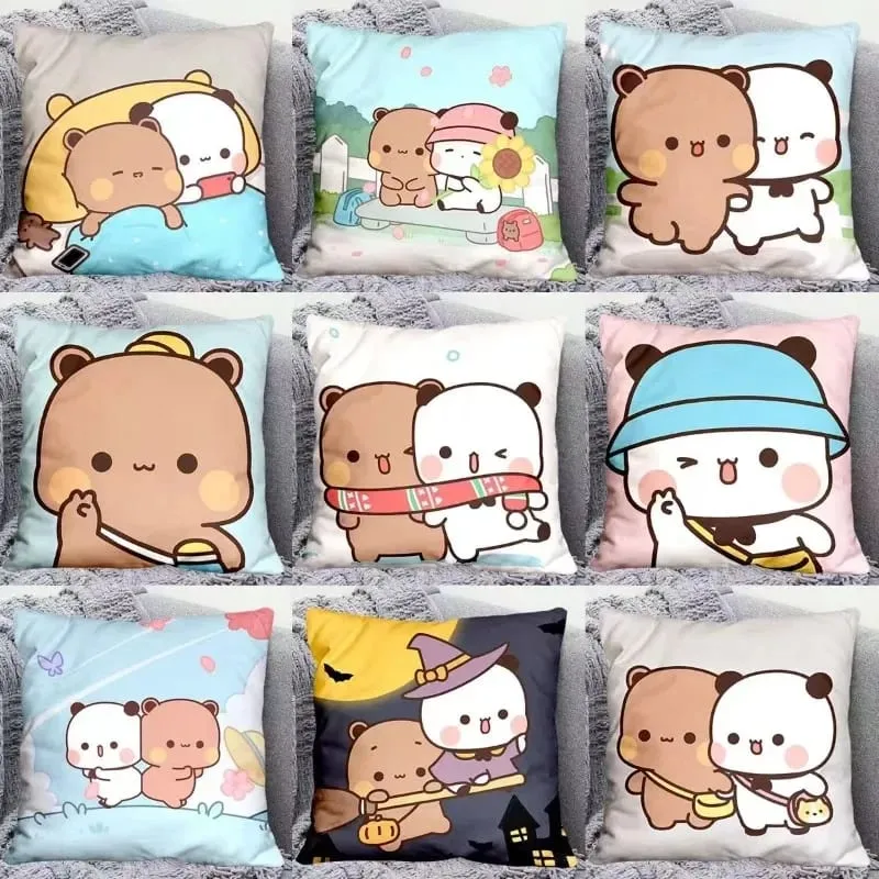 Yier Panda Cute Throw Pillow Bubu Dudu Cartoon Square Pillows Kawaii Anime Soft Waist Sofa Cushion Car Home Bedroom Decoration — image 2