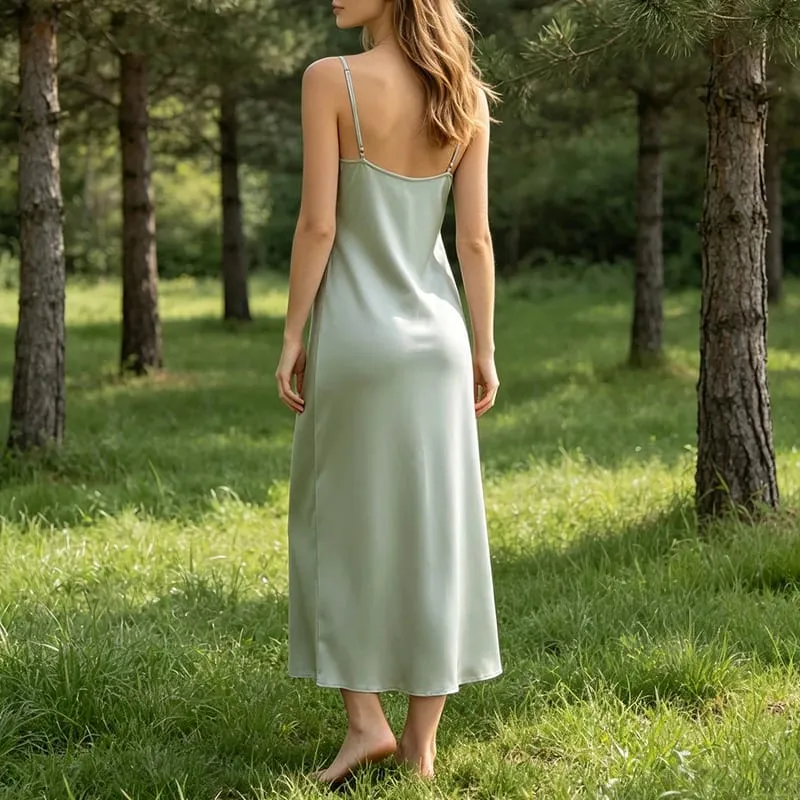 Satin Party Dress Summer Spaghetti Straps V-Neck Backless Long Dresses For Women Sexy Vestidos Clearance — image 3