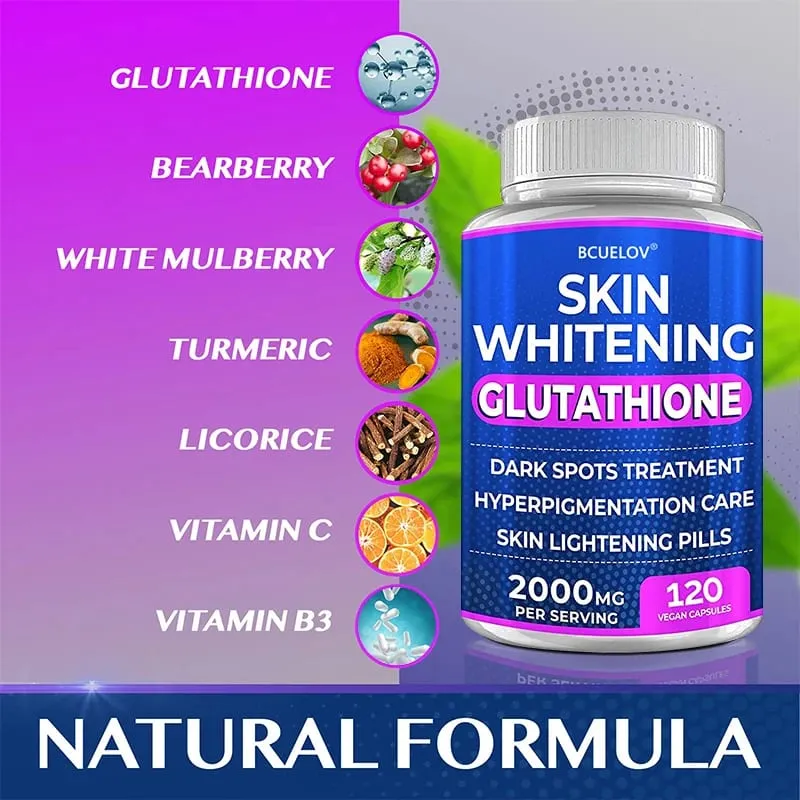 Turmeric Bearberry Vitamin Glutathione Skin Whitening Pills - 2000 mg - Offsets free radicals and reduces oxidative stress — image 5