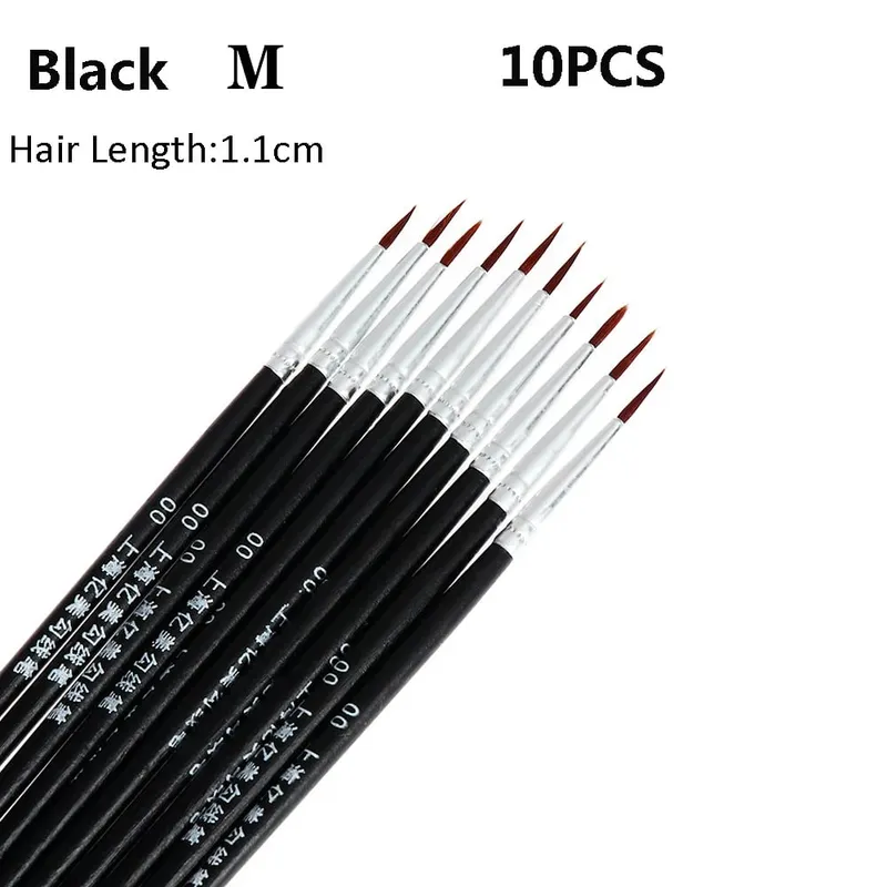 10Pcs Fine Hand Painted Thin Hook Line Pen Drawing Art Pen Nylon Brush Makeup Eyeliner Pen Detail Brush Cosmetics Art Supplies — image 8
