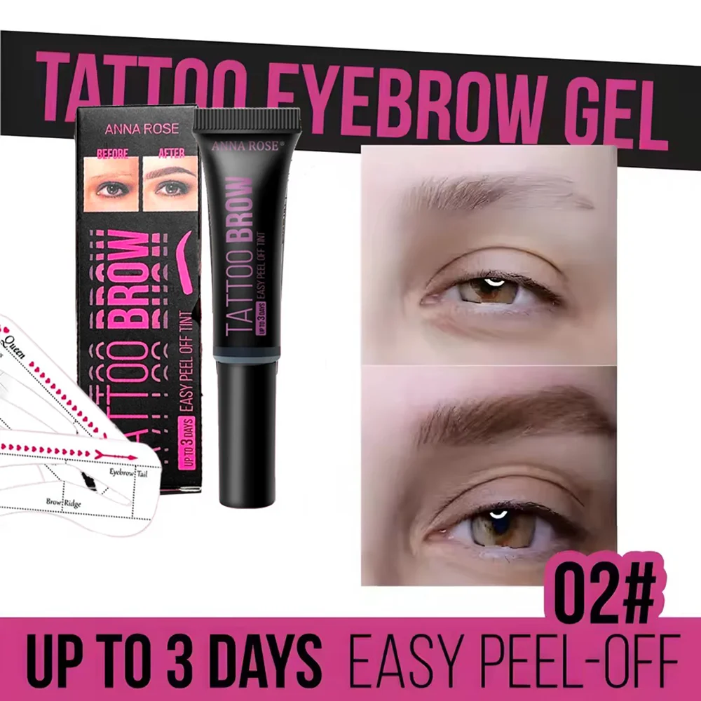 Peel-Off Eyebrow Gel Tint Waterproof Brow Tattoo Cream Long-Lasting Brow Dye Natural Eye Brow Shaping Makeup for Women — image 8