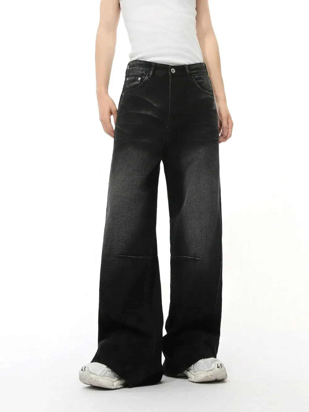 2025 New American retro high street three-dimensional design splicing jeans men's straight tube loose wide leg pants trendy — image 3