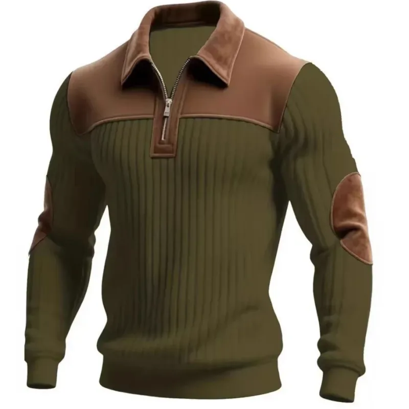 Felpe felpa da uomo 2026 nuova maglia risvolto cuciture ricamo sport casual autunno cerniera felpa abbigliamento uomo