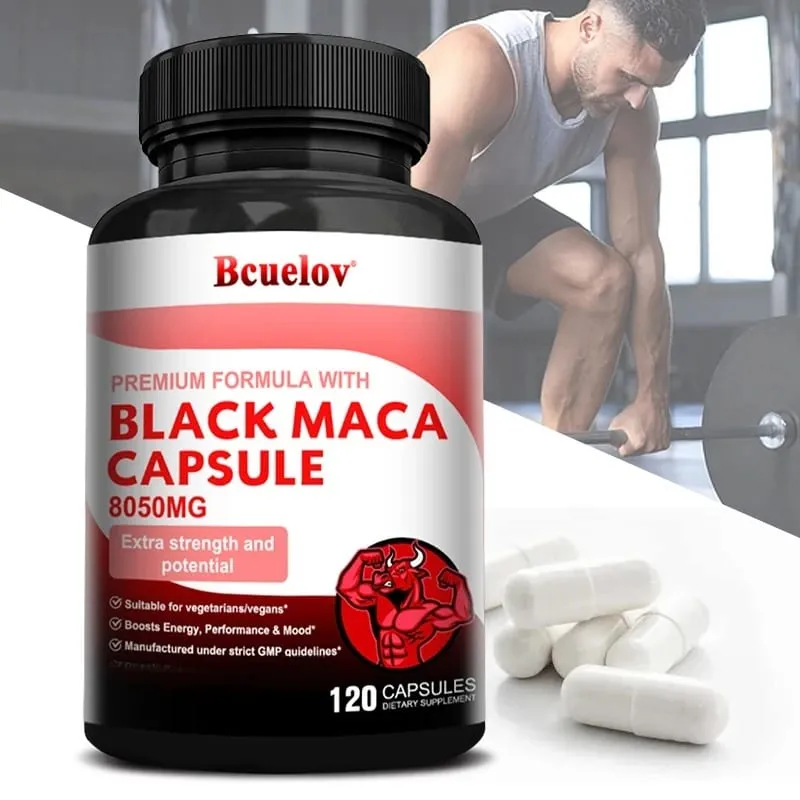 Powerful Black Maca Supplement for Men and Women Improve Energy Endurance Muscle Mass Health Maca Root Vegan Capsule — image 1