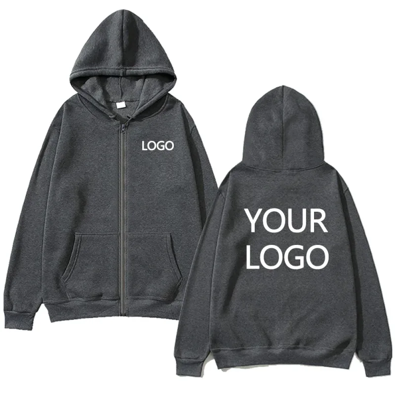 DIY Personalised customised logo men's street hoodie zip front sports sweatshirt women's casual knitted hoodie couple's gift — image 10