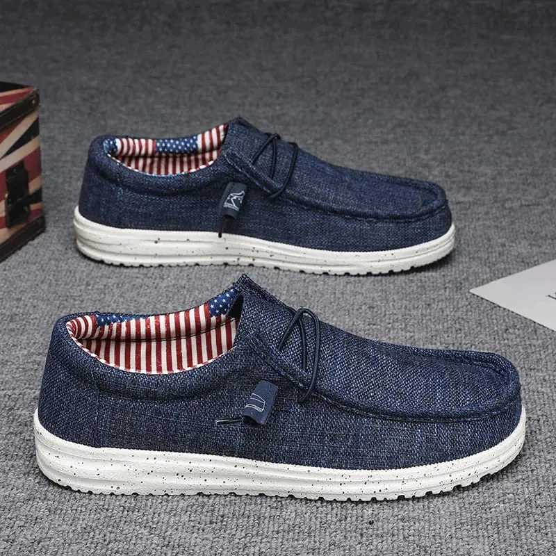 Men Casual Shoes Slip on Denim-blue Canvas Loafers Comfortable Walking Flats for Man Dude Non Slip Soft Sneakers Summer — image 5