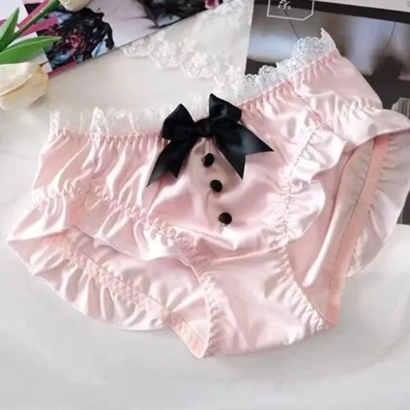 Lolita Bra Set Sweet Bow Gathering Collecting Lateral Breasts Comfortable Non-steel Ring Anti-Sagging Color Blocking Bra Set