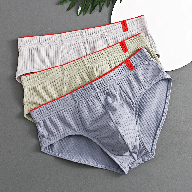 1/3 pièces hommes slips taille moyenne élastique doux respirant Anti-septique U convexe rayé couleur unie décontracté hommes caleçons sous-vêtements hommes — image 31