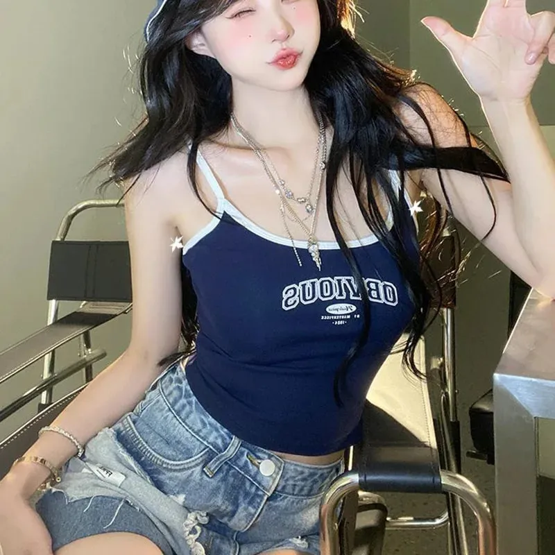 Summer Hot Picture Printing Girl Student Spaghetti-Strap Camisole Top Sexy Outerwear Fixed Cup Chest Pad Chest Wrap Underwear Fe — image 3