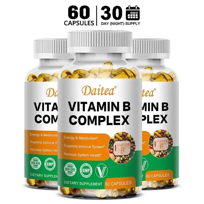 Organic Vitamin B Complex Supports Energy Immune Health Antioxidant Supplement - 30/60/120 Vegetarian Capsules