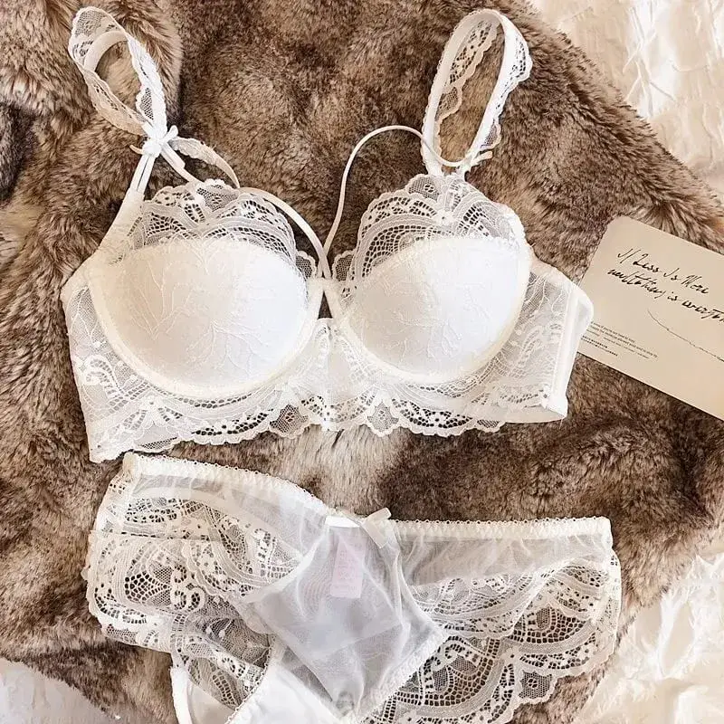 Adjustable Lace Bralette for Small Chest Bra Set Removable Straps & Thin Padding Soft Wire Comfort Muslim Girls Underwear — image 4