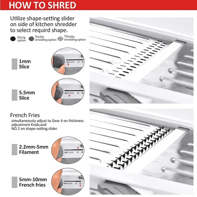 Ultra Sharp Mandoline Slicer Upgraded Vegetable Slicer Kitchen Adjustable Thickness Food Cutter Slicer Dicer KC0450