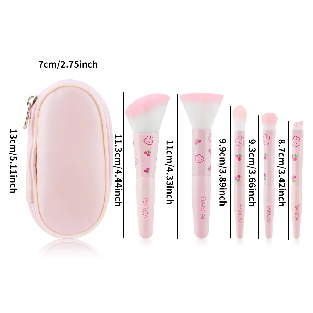 Bộ 5 Cọ Trang Điểm Nhỏ Gọn Dễ Thương Có Hộp Đựng Cọ Cao Cấp Dùng Cho Kem Nền Hoàn Hảo Má Hồng Phấn Mắt Ứng Dụng Dụng Cụ Làm Đẹp — image 3