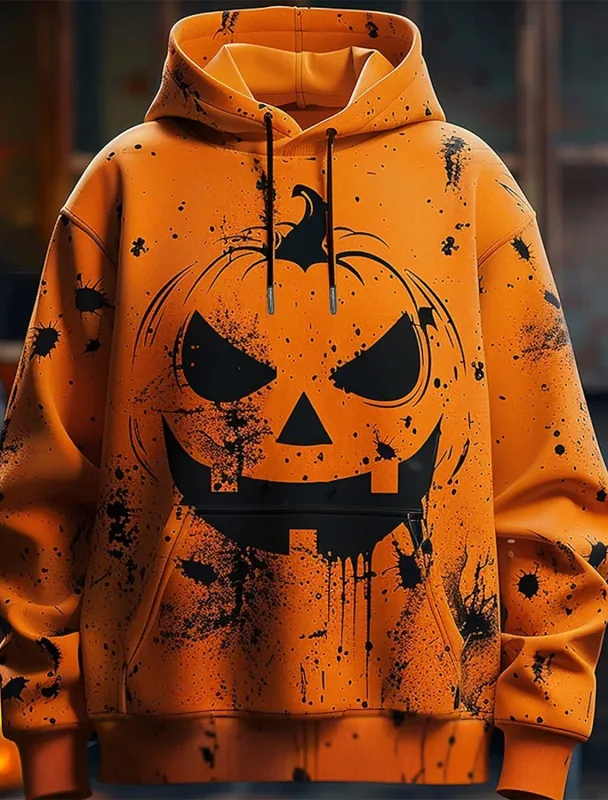Halloween Men's Graphic Hoodie Pumpkin Prints Classic Casual 3D Pullover Holiday Fashion Hoodies Thin Style Long Sleeve Hooded — image 13