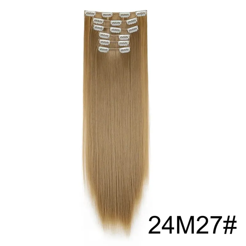 Synthetic 24Inch Hair Extension 6Pcs Long Straight Black Brown Blonde Heat-resistant Fiber Hairpiece for Women — image 10
