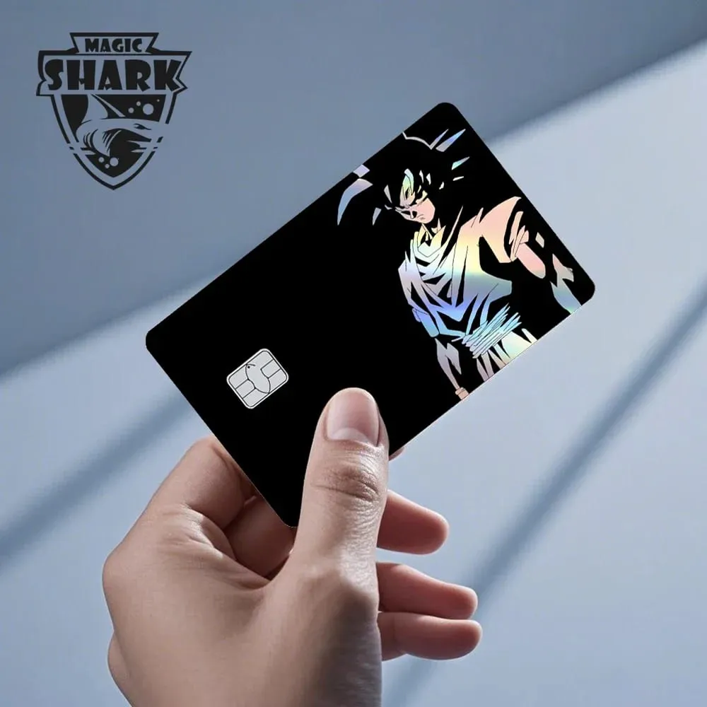 Magic Shark Goku Vegeta Cool Shinny Holographic Laser Credit Debit Card Sticker Film Front Skin Cover — image 5
