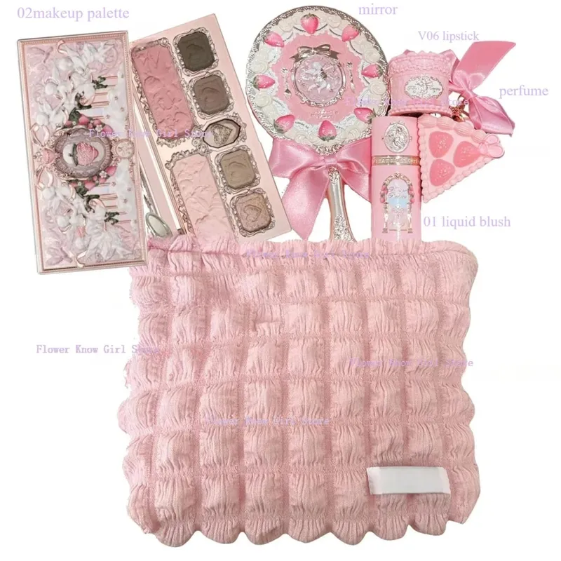 Flower Know Strawberry Cupid Collection Makeup Kit Full Professional Face Palette Blush Eyeshadow Lip Cream Solid Perfume Sets