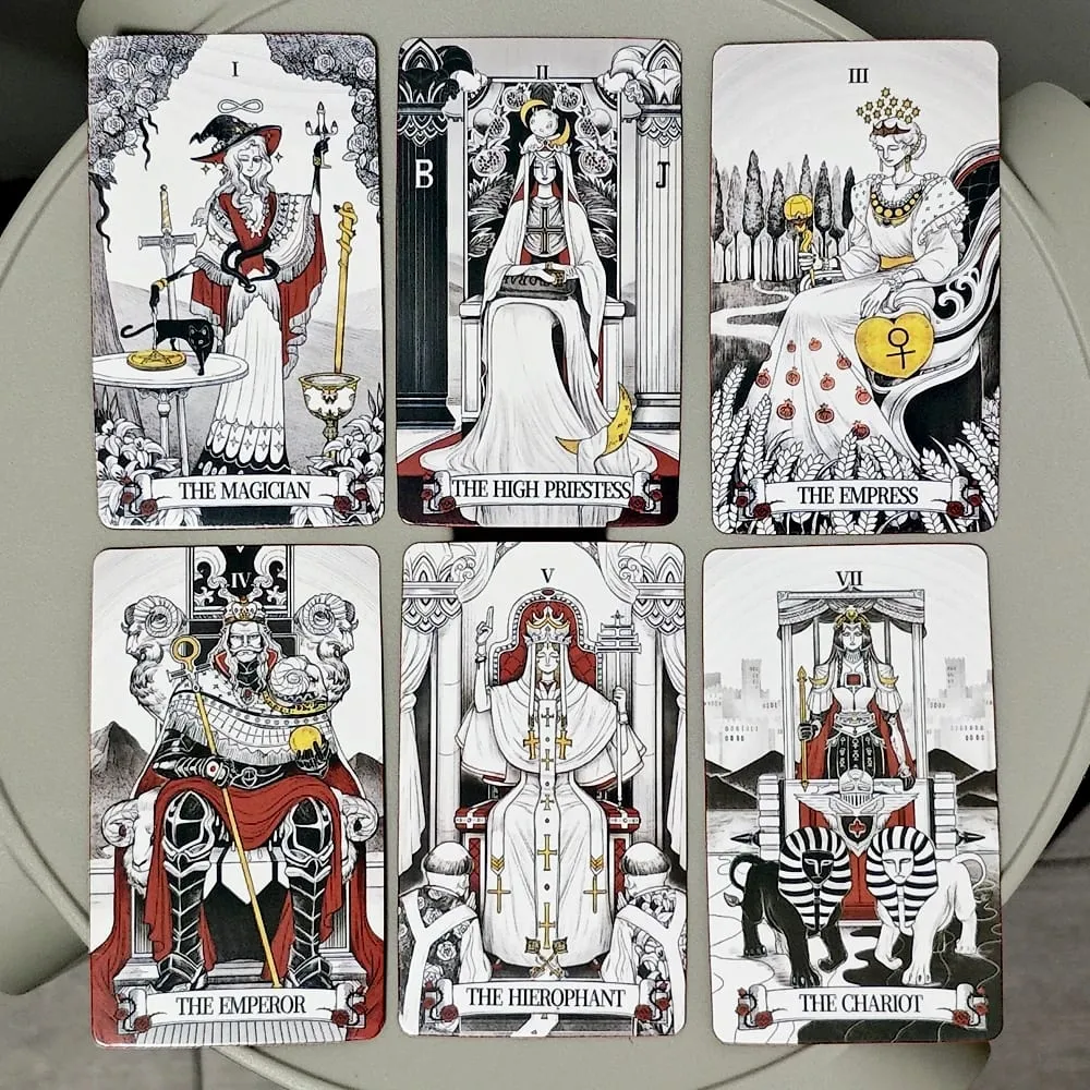 Secret Mirror Tarot Deck 10.3*6cm 78 Pcs Rider Tarot Cards with Red Gilded Edges Guidebook — image 4