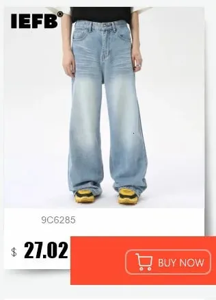Summer Men's Denim Pants Old Blue Washed Male Jeans Straight Casual Menwear Loose Wide Leg Trousers New Fashion 9C354 — image 9