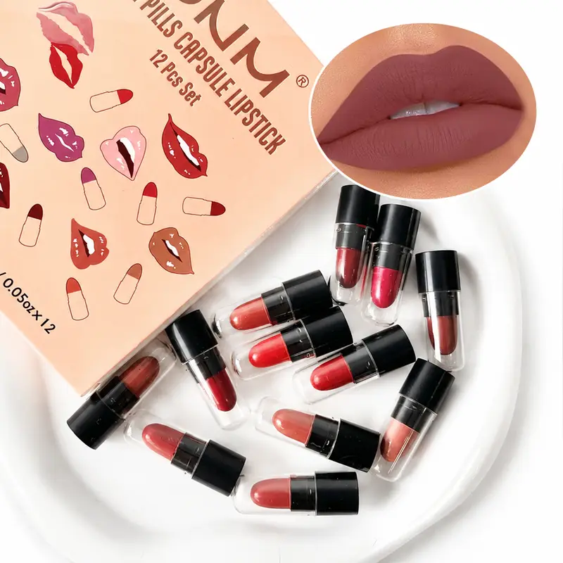 DNM Mini Capsule Lipstick 12 Color Set Matte Waterproof Durable And Not Easy To Stick To Cups Color Rendering Lipstick — image 2