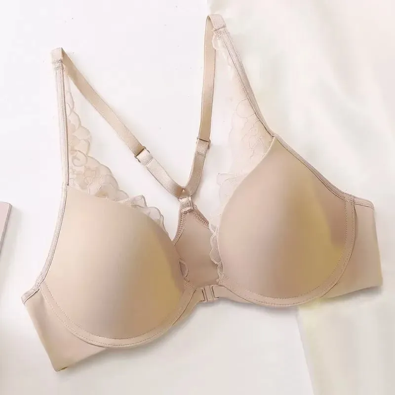 Nahtloser Neckholder-BH mit vorderer Schnalle, weicher Bügel, dünner Sommer-Push-Up, kleine Büste, Minimizer, große Brust, sexy Rücken, Dessous 32–38 — image 9