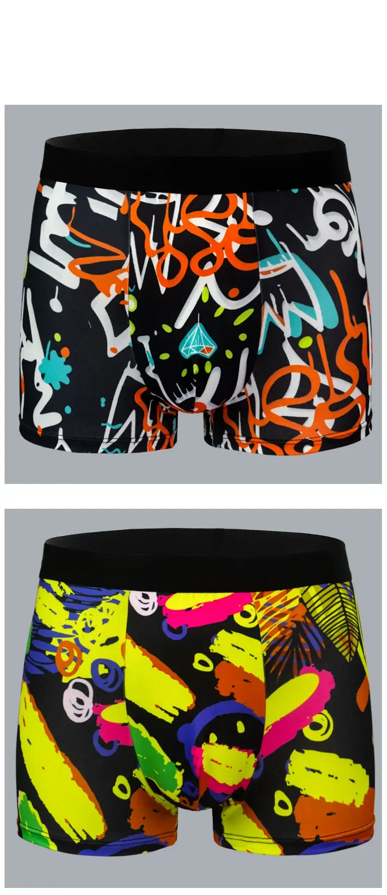5-Pcs Men's Boxer Briefs Random Graffiti Print Trendy Christmas Pattern Underwear Comfortable Boxer Shorts — image 9