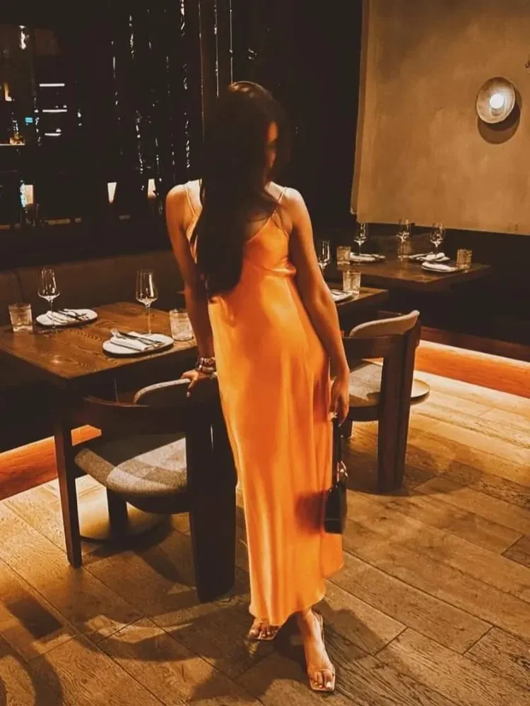 Gaun Maxi Noda Punggung Terbuka Solid Gaun Pinggang Tinggi Leher-v Tali Spaghetti Kasual Wanita 2026 Gaun Pesta Liburan Musim Panas Wanita — image 3