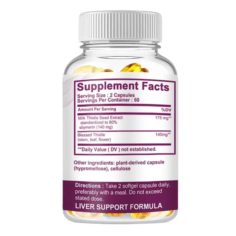 Milk Thistle Liver Capsules 315Mg - Promotes Energy Production Liver Health Digestive Health and Strengthens Immunity — image 2