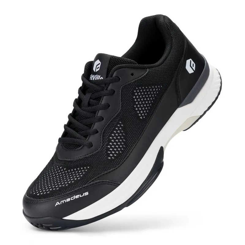 FitVille Wide Width Men's Tennis Shoes Professional Training Sneakers Breathable Non-Slip For Racquet Sport Arch Support