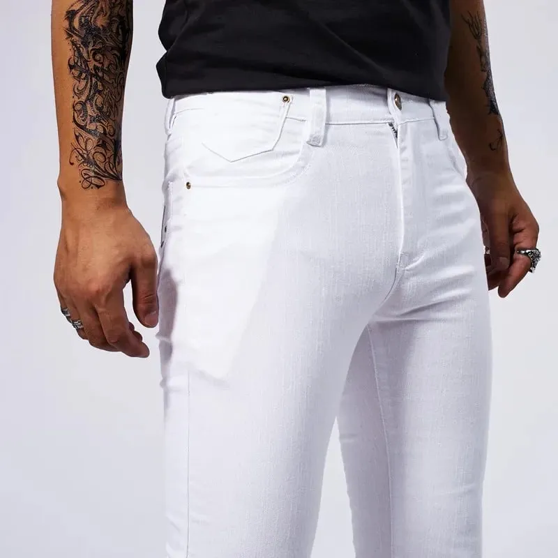 Men's White Casual Jeans New Denim Pants Comfortable Fashion Stretch Slim Fit Straight Trousers Male Clothing Streetwear — image 2