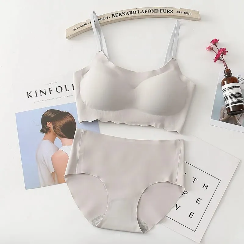 Seamless Bralette Set Strappy Camisole No Underwire Comfortable Sleep Yoga Sports Bra Panties Combo — image 8