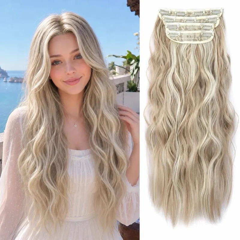 Synthetic Clips In Hair Long Wavy Clip In Hair Extensions 4Pcs/Pack 11Clips In Hair Pieces For Women 20Inch 200G Fake Hairpieces — image 1