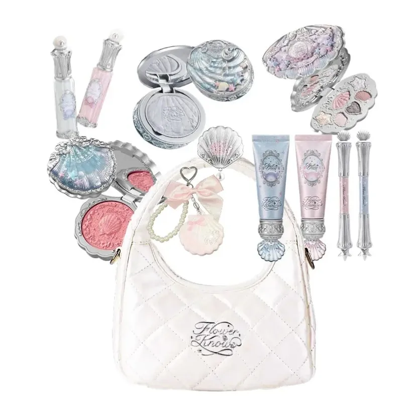 Makeup Set Flower Knows Shell Pearl Bunny Garden Setting Powder Lip Gloss Blush All In One Baking Powder Glitter Highlighter Kit — image 3