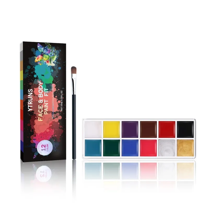 12-Color UV Glow Face and Body Paint Makeup Palette Set - Vibrant Waterproof Long-Lasting Halloween Cosplay and Costume Makeu — image 7