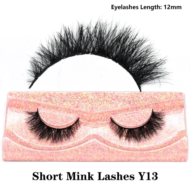Demi-cils naturels 3D en vison, courts, duveteux, vaporeux, bande croisée, doux, Extension, maquillage — image 14